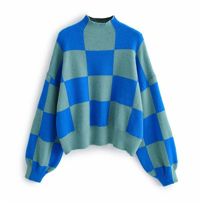 Mock Neck Lantern Sleeve Pullover Sweater