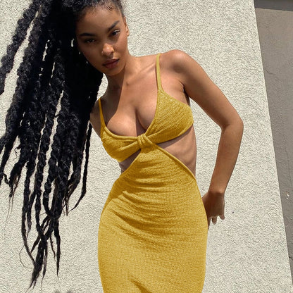 Sexy Vacation Bodycon Knitted Maxi Dress