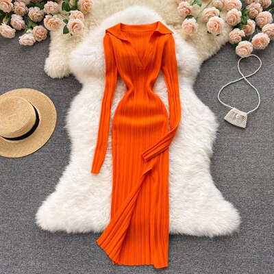 V Neck Elastic Slim Pencil Dresses