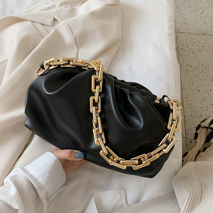 Gold Chain PU Leather  Bag