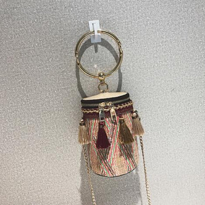 Metal Ring Tassel Chain Shoulder Bag