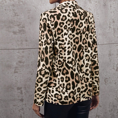 Leopard Print Single Breasted Casual Blazer