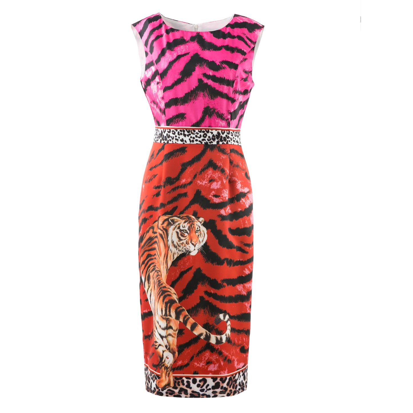 Soft Twill Print Leopard Sleeveless Vest Dress