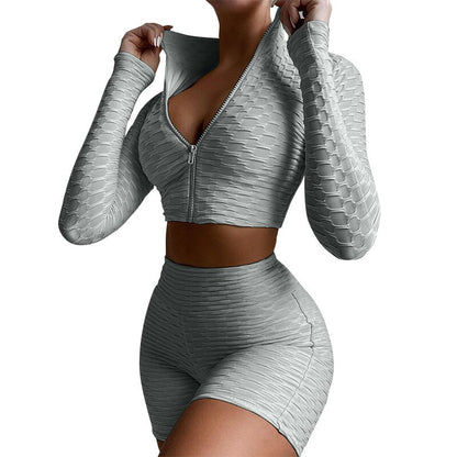 Women's Tight Solid Color Long Sleeve Leisure Sports Suit