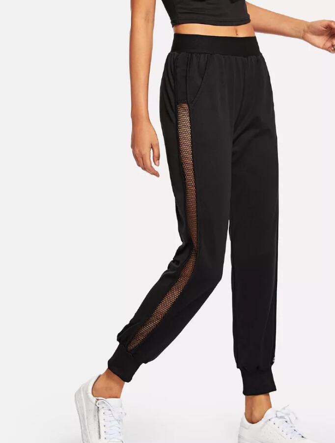 Mesh Webbing Trousers Sports Casual Color Pants
