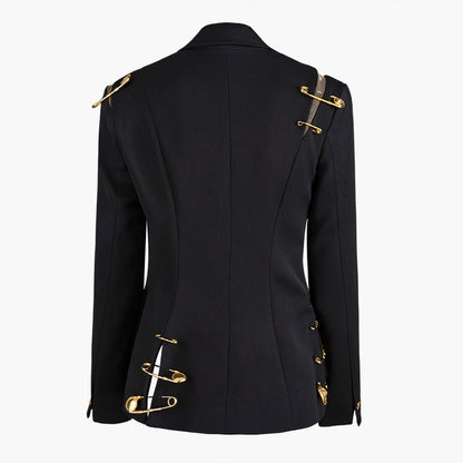 Hollow Out Patchwork Lace Up Women's Blazer