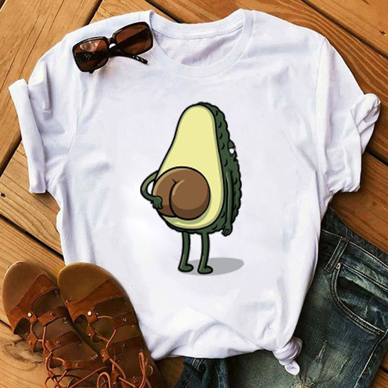 Cartoon Avocado Short Sleeve T-shirt