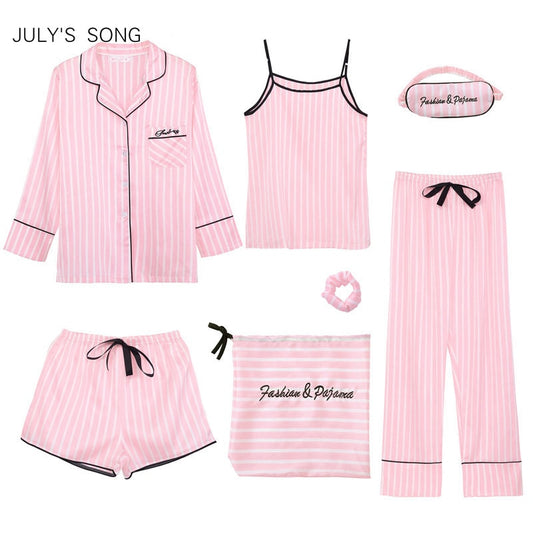 JULY'S SONG Pink 7 Piece Pajama Set