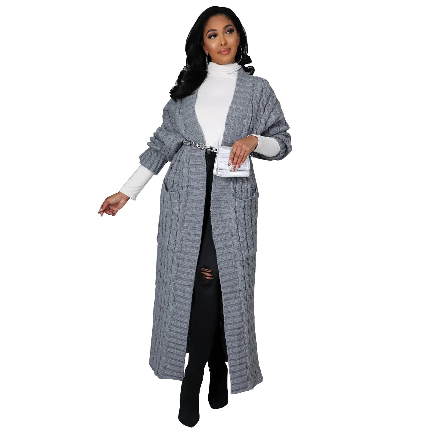 Casual Long Sleeve Long Sweater Coat