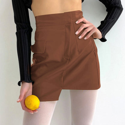 Faux Leather Matte Green Leather Skirt