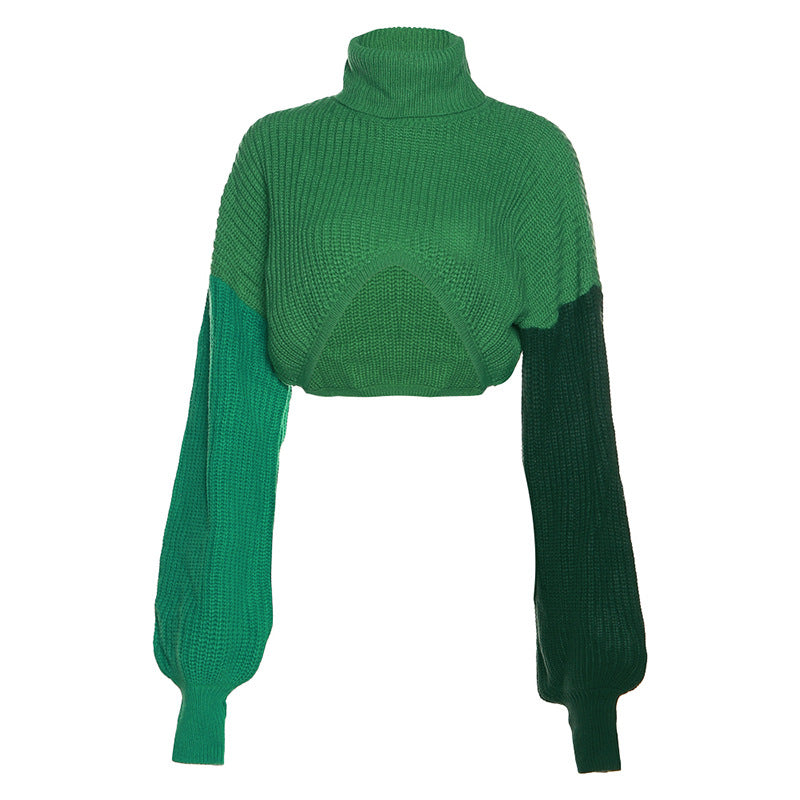 Color Contrast Stitching Long Sleeve Knitted Sweater