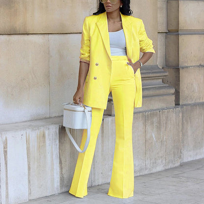 Solid Color Casual Two Piece Suit