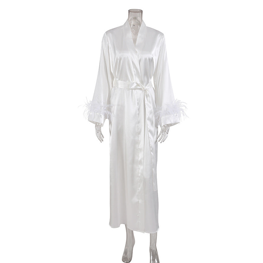 Long Sleeve Nightgown with Feather