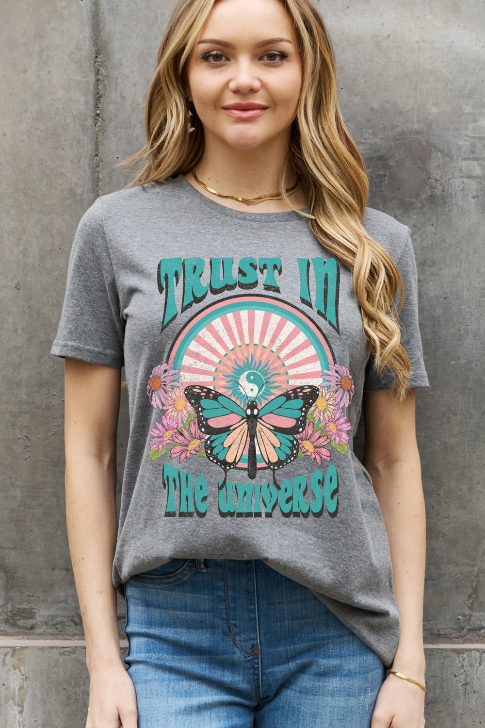 Simply Love Full Size TRUST IN THE UNIVERSE Graphic Cotton Tee