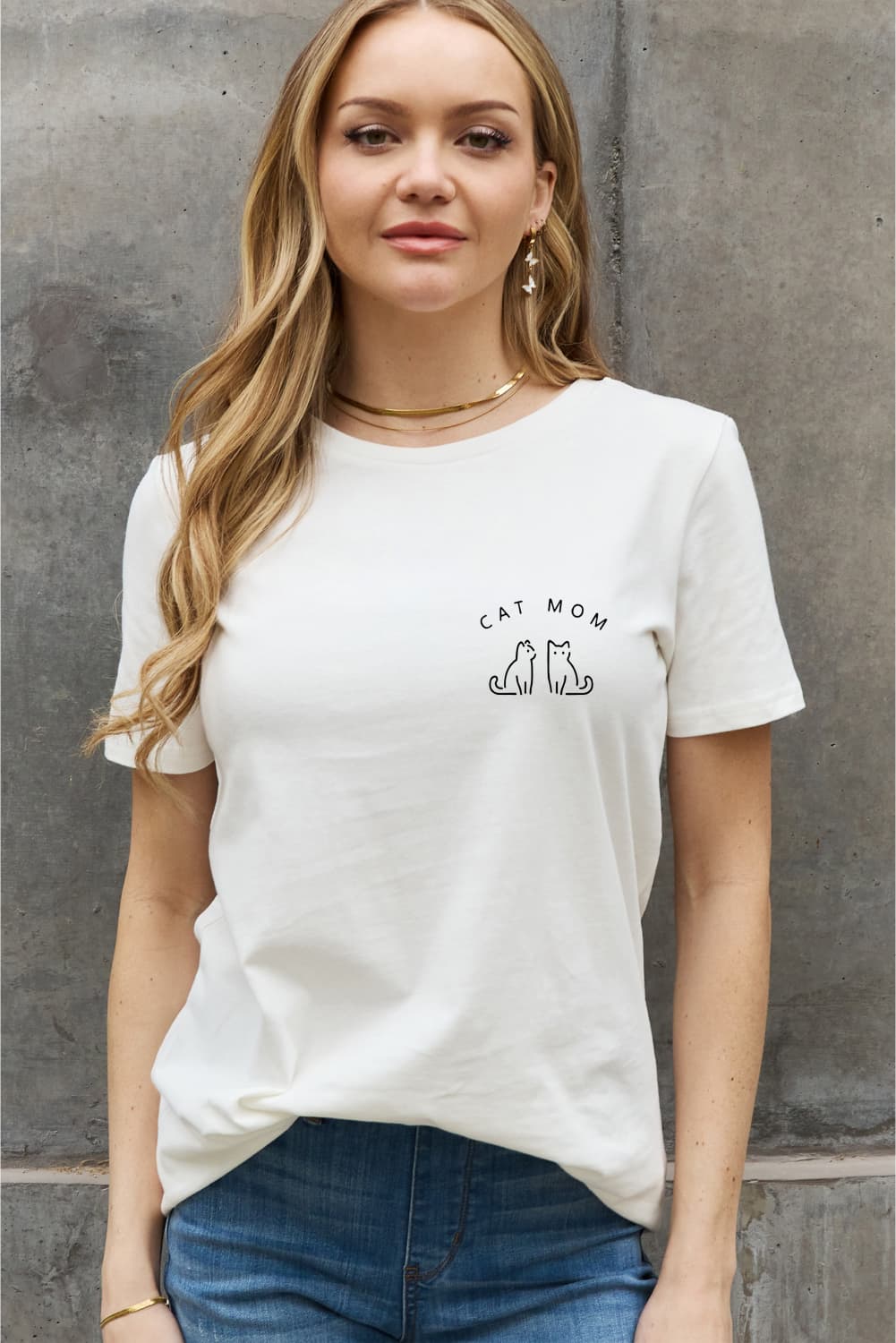 Simply Love Full Size CAT MOM Graphic Cotton Tee